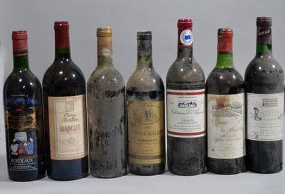 Lot de 15 bouteilles dont: Bordeaux, Chinon,...