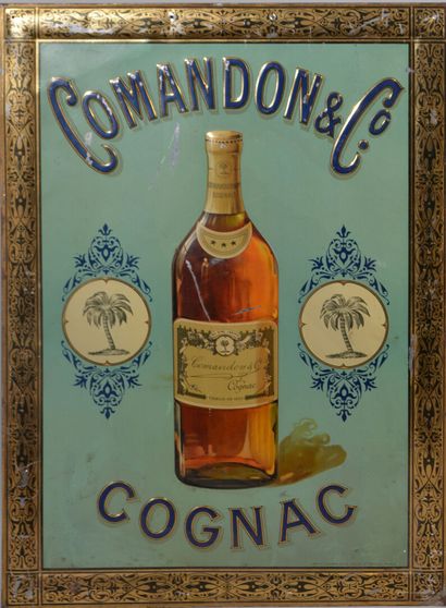 PLAQUE en tôle peinte représentant une bouteille...