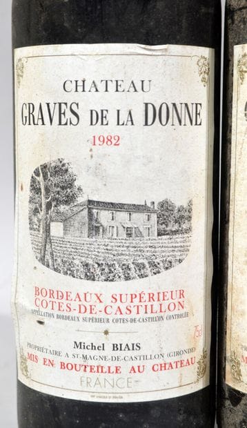 Deux bouteilles de GRAVES DE LA DONNE Cotes...