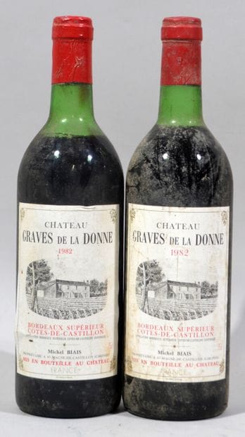 Deux bouteilles de GRAVES DE LA DONNE Cotes...