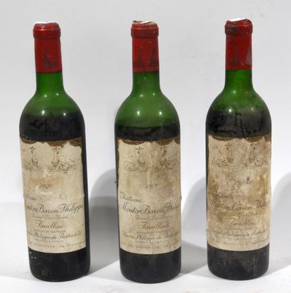 3 bouteilles de CHATEAU MOUTON BARON PHILIPPE...
