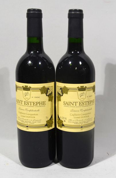 2 bouteilles de SAINT ESTEPHE Réserve confidentielle...