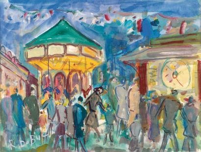 Roland DUBUC (1924 - 1998)
Fête foraine Aquarelle....