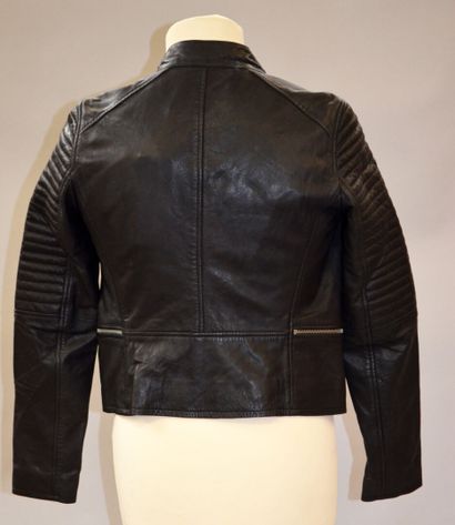 IKKS 

Veste en cuir d'agneau noir à manche...