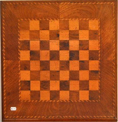 Ancien jeu de dames en bois avec jetons en...
