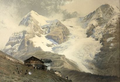 Suite de trois lithographies anciennes colorées...