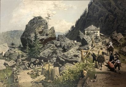 Suite de trois lithographies anciennes colorées...