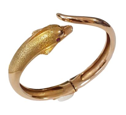 BRACELET RIGIDE OUVRANT à charnière en or...