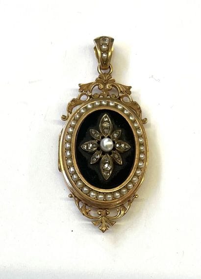 PENDENTIF porte-photo en or rose et jaune...
