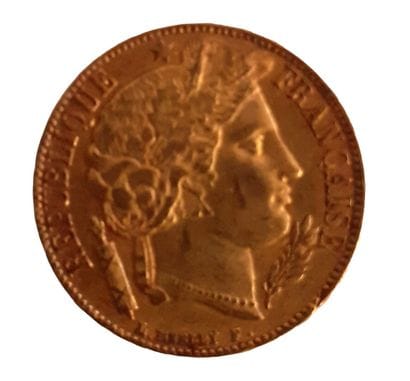 1 pièce de 20 Francs en or République Française...