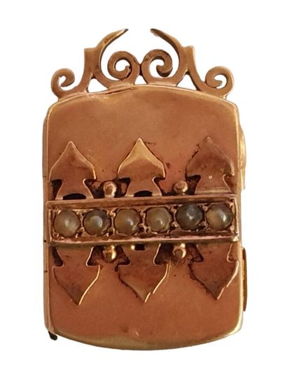 Médaillon porte-souvenir en or rose 18 K...