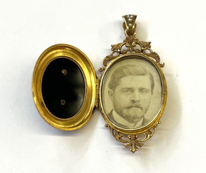 PENDENTIF porte-photo en or rose et jaune...