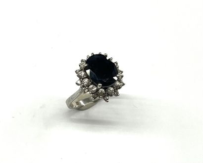 Importante BAGUE MARQUISE en argent 925/oo...