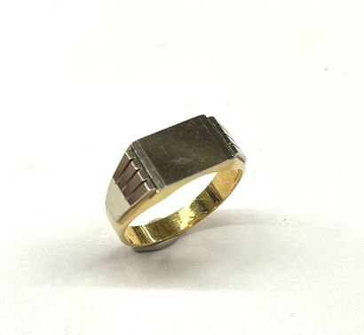 CHEVALIERE en or jaune et gris 18K (750/1000e)

TDD:...