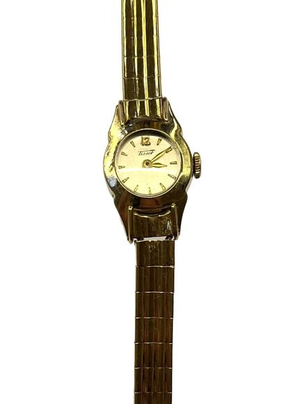 TISSOT - Montre bracelet de dame en or jaune...