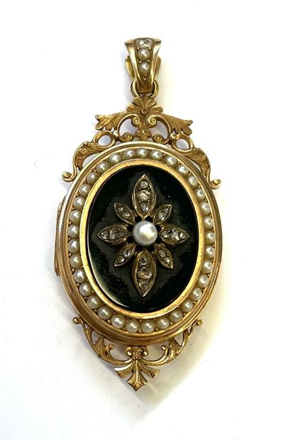 PENDENTIF porte-photo en or rose et jaune...