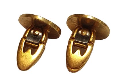 Paire de boutons de col en or jaune 18 K...