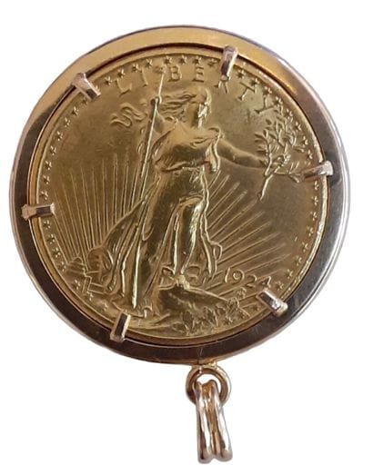 Pièce de 20 dollars or Liberty 1924 montée...