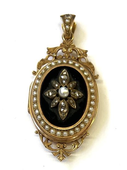 PENDENTIF porte-photo en or rose et jaune...