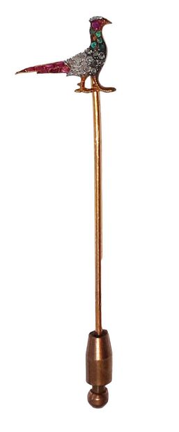 Épingle de cravate en or jaune 18 K (750/oo)...