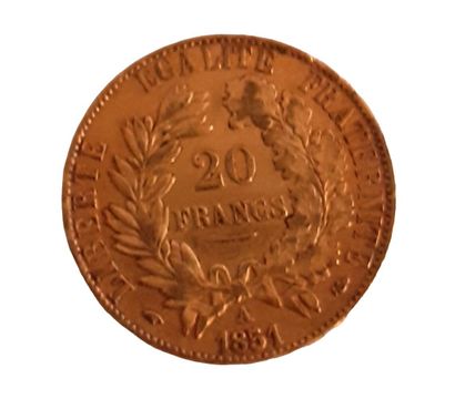 1 pièce de 20 Francs en or République Française...