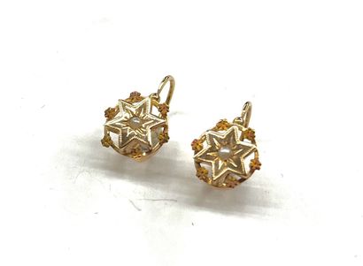 PAIRE DE DORMEUSES en or rose 18k( 750/°°)...