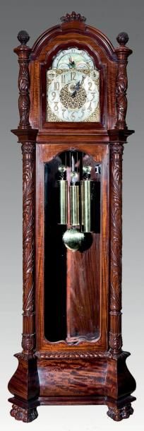 Horloge de parquet en acajou et placage d'acajou....
