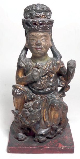 Statuette en bois polychrome. Chine - Début...