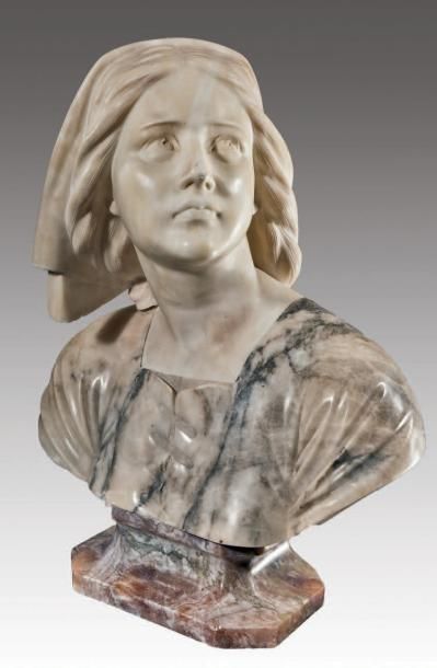 Buste de Jeanne d'Arc en albâtre. Travail...