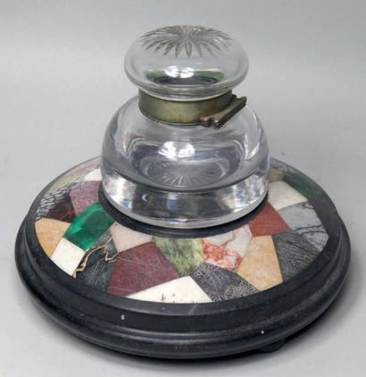 Encrier en marbre de couleur et verre de...