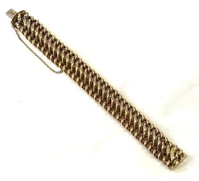 BRACELET GOURMETTE en or rose 18k (750/°°)...