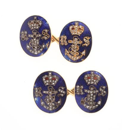 Paire de boutons de manchette en argent vermeillé,...