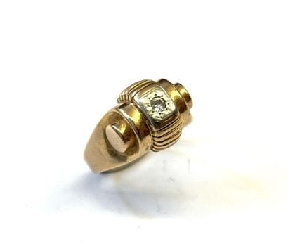 Bague Tank en or de deux tons 18 K (750/oo)...