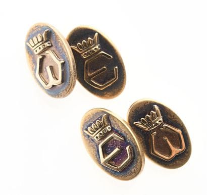 Paire de boutons de manchette en argent vermeillé,...