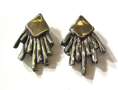 PAIRE DE CLIPS D'OREILLES en argent et vermeil...