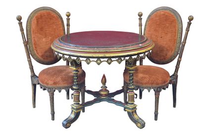 MOBILIER DE SALON OTTOMAN en bois laqué noir,...