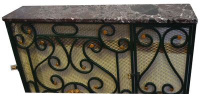 CACHE-RADIATEUR en fer forgé laqué vert à...