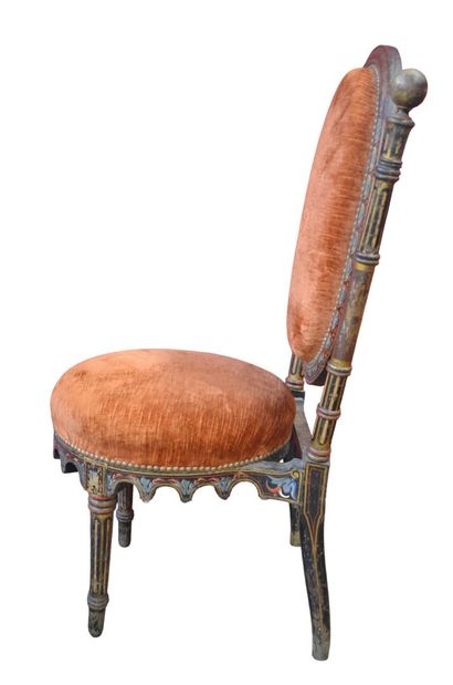 MOBILIER DE SALON OTTOMAN en bois laqué noir,...