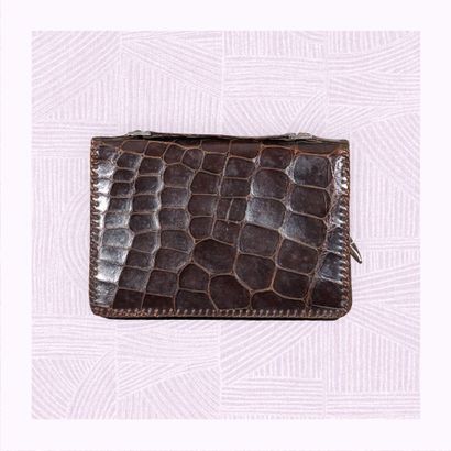 RITSCH
Pochette en cuir façon croco marron...