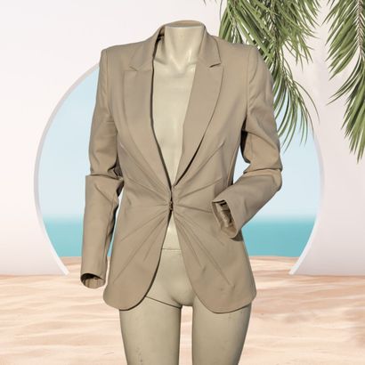 LIU JO
Veste blazer en coton beige, le plastron...
