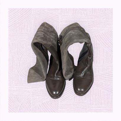 VIBRAM
Paire de bottes en cuir et daim de...