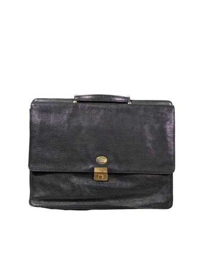 Porte-documents en cuir noir grainé buffalo...