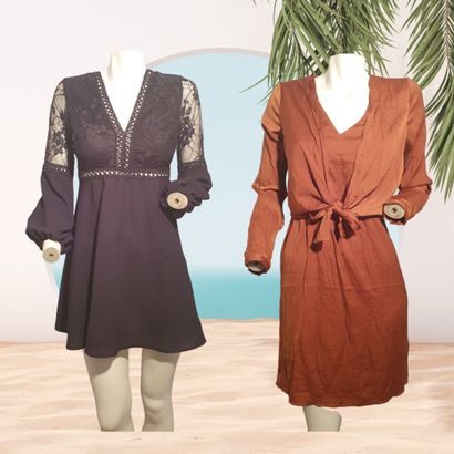 Robe noire à manches longues avec épaules...