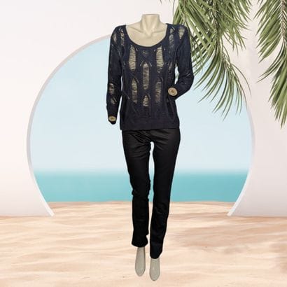 CAROLL
Pantalon en jean de coton noir verni...