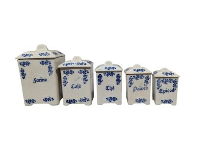 Lot de 5 pots à épices en faïence à décor...