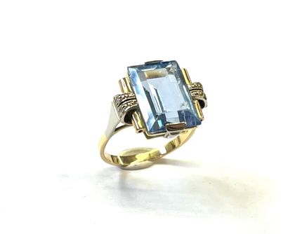 Bague Tank en or de deux tons 18 K (750/oo)...