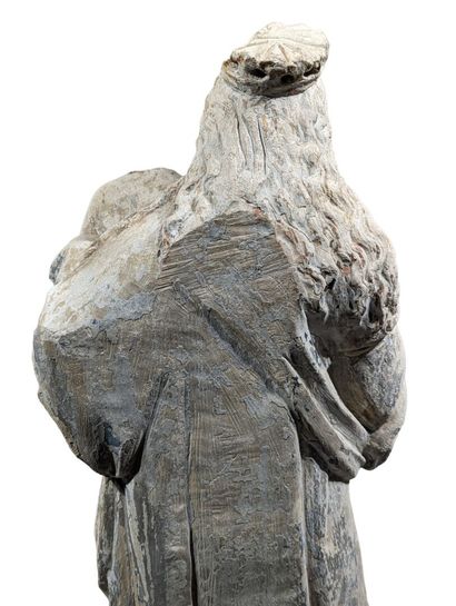 VIERGE A L'ENFANT en pierre calcaire sculptée....