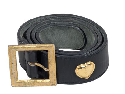 RODIER
Ceinture en cuir grainé noir à décor...