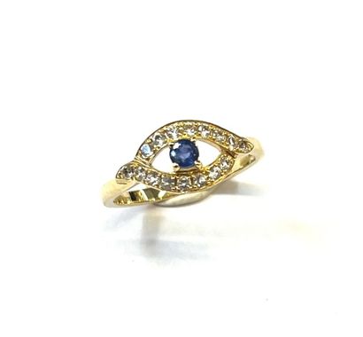 Bague en or jaune 14 K (375/oo) centrée d'un...