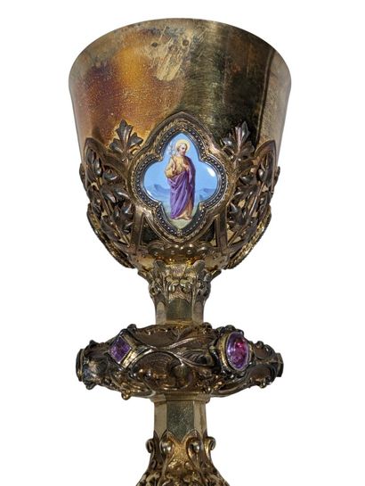 CALICE néo-gothique en vermeil (950/oo) poinçon...